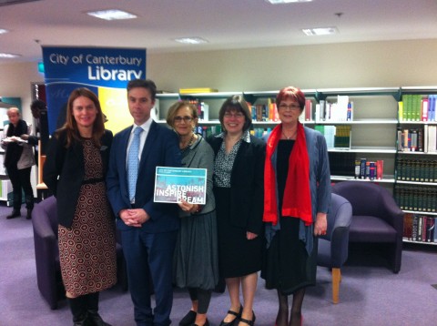 Learning Framework Launch. From left: Paula Pfoeffer, Rockdale Library; Cameron Morley, State Library of NSW; Annie Talve; Sue McKerracher, ALIA; Michelle Simon, Canterbury Library Service